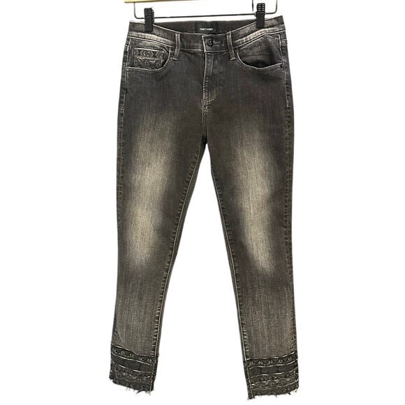 Dritwood Black Wash Western Embroidered Jackie Raw Hem Jeans Size 26 - Picture 1 of 8
